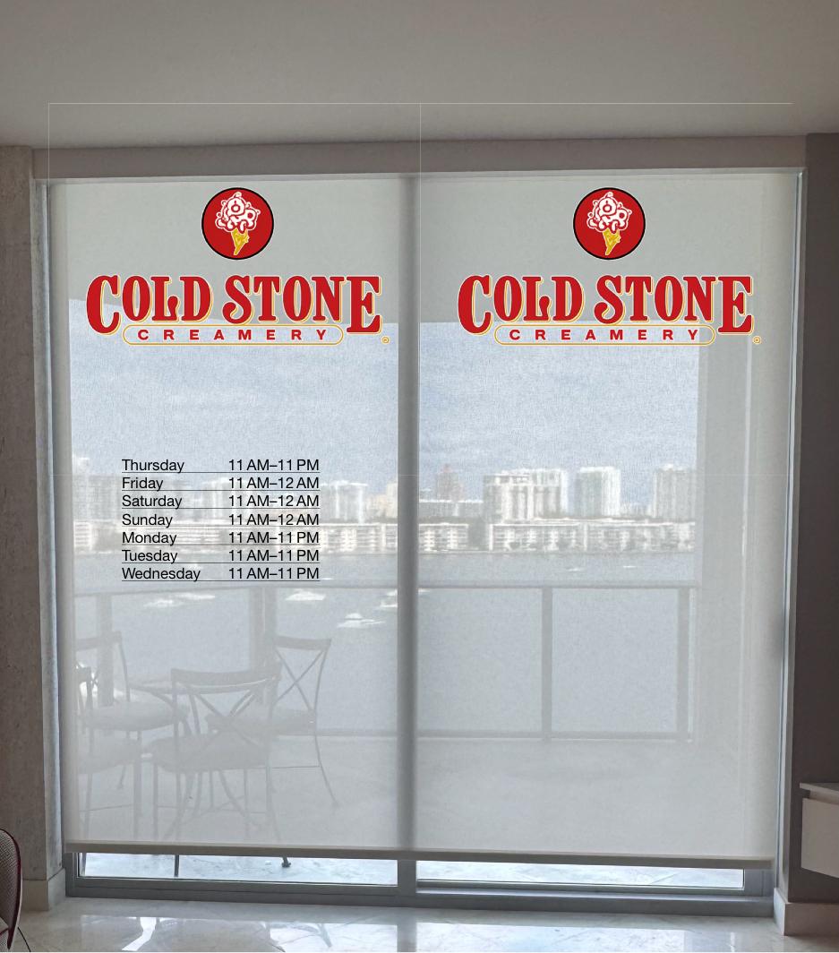 Custom printed blinds for Cold Stone Creamery - Restaurant & Food Service