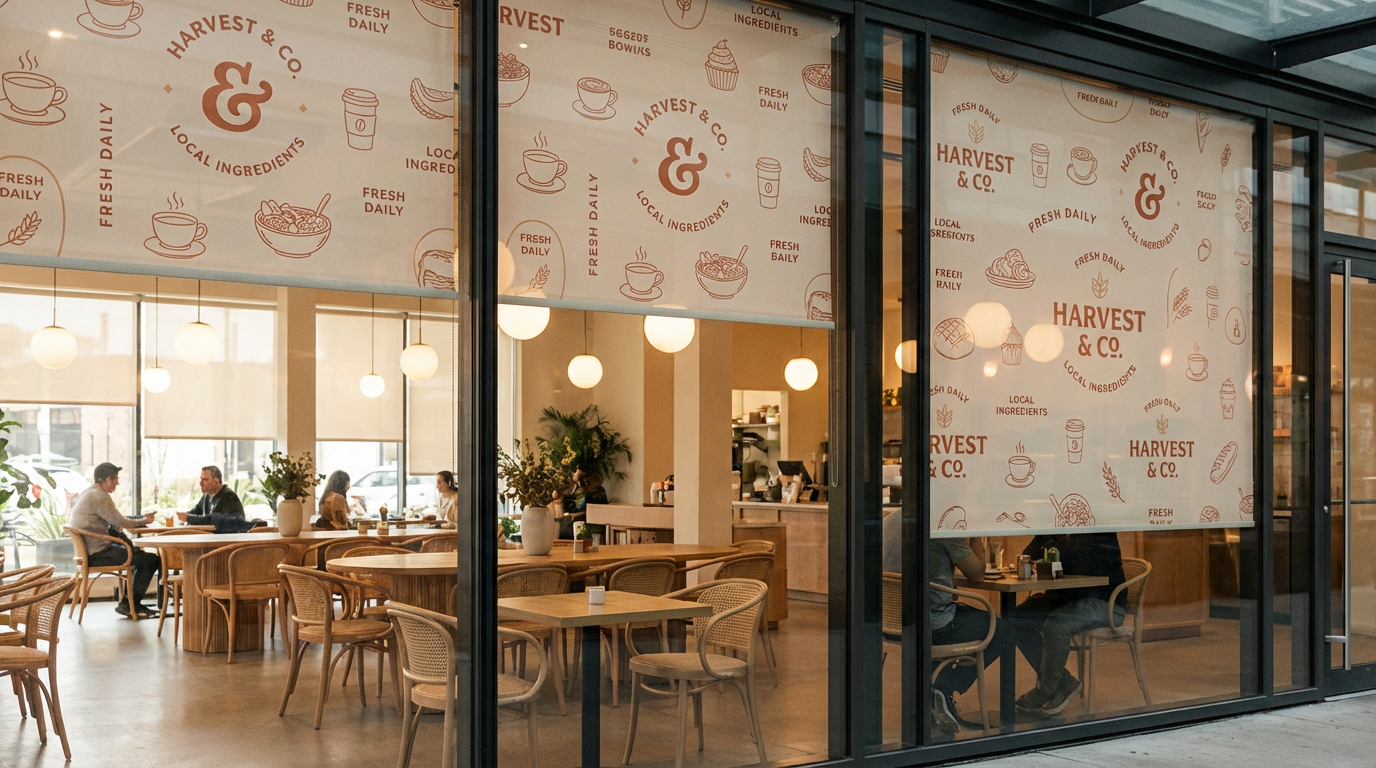 Custom printed blinds for restaurants & cafes